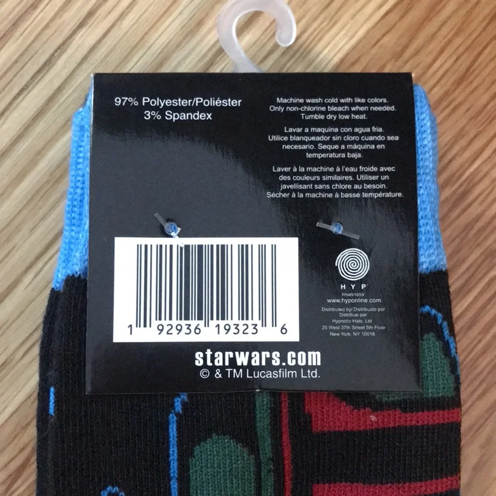 New Hyp 2pk STAR WARS Boba Fett Casual Crew Socks NWT